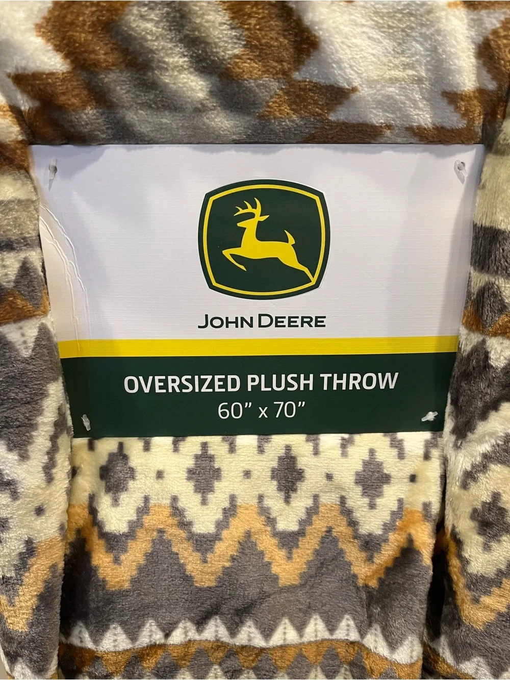 John Deere oversized plush throw blanket Aztec Design